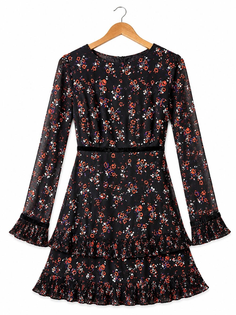 Lulus Floral Long Sleeve Ruffle Mini Dress Size Small